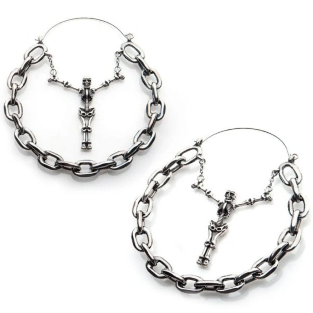Chain with Skeleton Hoop Earrings